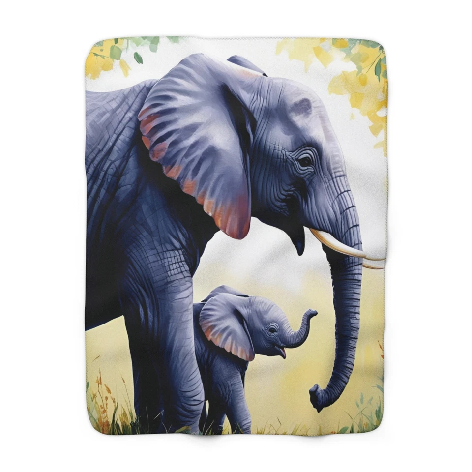 Cozy Elephant Sherpa Fleece Blanket, Baby Shower Gift, Nursery Decor, Animal - Image 1 of 1