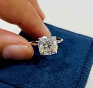 2 Ct Cushion Cut IGI Certified Lab Grown Diamond Solitaire Ring 14k White Gold - Picture 1 of 10