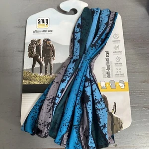 Snug Packable Multi-Functional Scarf w/ UV Protection - Blue, Green & Gray - NWT - Picture 1 of 4