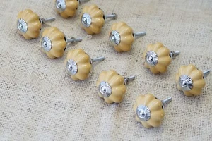 10 Yellow Ceramic Drawer Door Knob Pulls Handle Cabinet Knobs Dresser Hardware - Picture 1 of 7