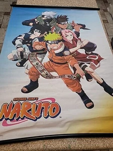 Vintage 2002 Anime Shonen Jumps Naruto Fabric Wall Scroll Poster Banner 42”x31” - Picture 1 of 7