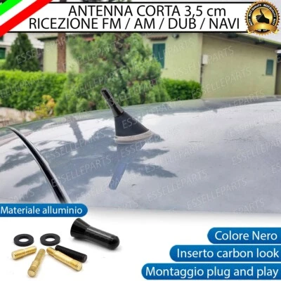 ANTENNA CORTA 3,5 CM NERO FINITURA CARBONIO PER FIAT PUNTO EVO - Immagine 1 di 4