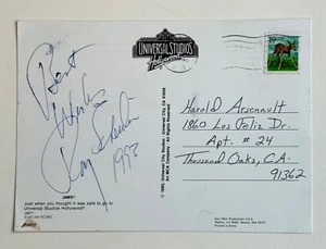 Roy Scheider - Jefe Brody FIRMADO AUTÓGRAFO RARO MANDÍBULAS Postal Universal RARO K9 - Imagen 1 de 2