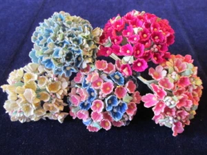 5 bunch Lot Vtg Millinery Flowers Forget Me Not Pink Blue Yellow Collection BPY - Picture 1 of 7