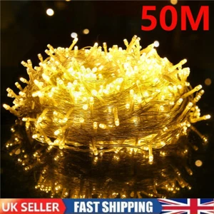 50M LED Fairy String Warm White Christmas Tree Lights UK Plug Outdoor 500LEDs - Picture 1 of 8