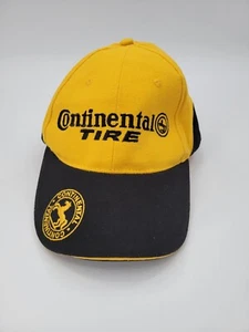 Continental Hook Loop Hat Adj Ball Cap Yellow Black Tire Mesh Horse Auto Hipster - Picture 1 of 8