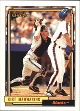 1992 O-Pee-Chee San Francisco Giants Baseball Card #726 Kirt Manwaring