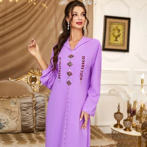 Vestido largo con capucha para mujer Dubai Abaya modesto caftán túnica musulmana vestido islámico graduación - Imagen 1 de 49