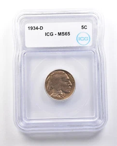 1934-D Indian Head Buffalo Nickel MS65 ICG *1389 - Picture 1 of 3