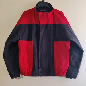 VTG 1990s Tommy Hilfiger Jacket Windbreaker Mens L Yellowish White / Red / Blue - Picture 1 of 23