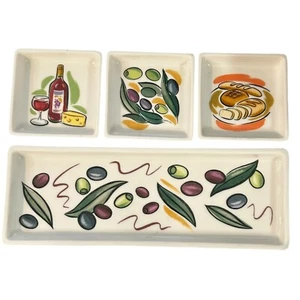 Vtg Avon Party Serving Set Cracker Tray Dip Squares Tapenade Crudité Olive - Picture 1 of 11