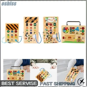 Wooden Busy Board with LED Lights Switch Toy for Boys Girls Preschool Gift - Picture 1 of 17