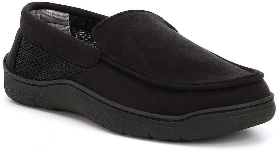 Roundtree & Yorke 男式记忆泡沫莫卡辛拖鞋黑色大号 11-12 — 第 1/1 张图片