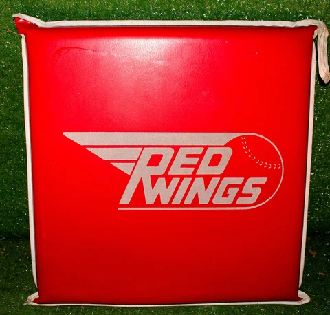 Vintage Rochester Red Wings Cusion Seat Red WHAM Old Logo Cover