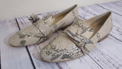 Sole Society Beige Tan Black Leather Slip On Flat Loafers Shoes Womens 9 1/2 - Image 1 of 4