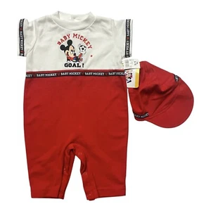Vintage Disney Babys Mickey Mouse Einteiler Strampler Baby Größe 3 6 Monate Fußball Neu - Bild 1 von 14