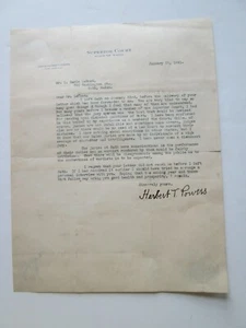 1941 JUSTICE HERBERT T. POWERS SIGNATURE, SUPERIOR COURT; FORT FAIRFIELD, MAINE - Picture 1 of 5
