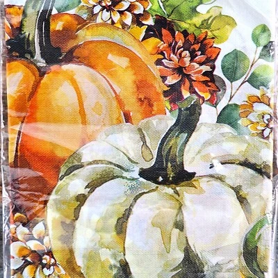 VTG Thanksgiving Paper Table Cover Fall Harvest Holiday Pumpkins 54 x 88 USA NOS - Image 1 of 3