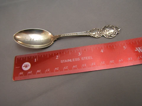 Antique Sterling  Silver Nebraska Souvenir Spoon 1906  5" Cover