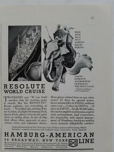 1931 Hamburgo American Cruise Ship Line Resolute World Cruise anuncio de colección - Imagen 1 de 1
