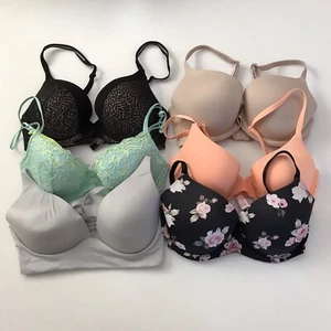 6 Stück Victoria Secret PINK gepolsterter Push-up-BH mit Bügel Set Größe 32D 32DD - Bild 1 von 12