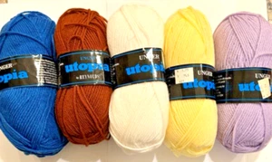 5 Skein Mixed Color Lot Unger Utopia Reynolds 3.5 oz 225 yds Worsted #4 - Picture 1 of 10