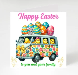 Happy Easter cards pack of 4, Cute Easter cards pack of 4 - Picture 1 of 3