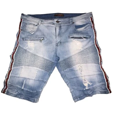 Pantalones Cortos Denim Envejecidos Focus Clothing Estilo Moto Para Hombre Talla 42 Foto 1 de 4