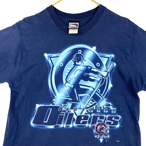 Vintage Edmonton Oilers Pro Player T-shirt Size Medium Blue Nhl Ice Hockey Cover