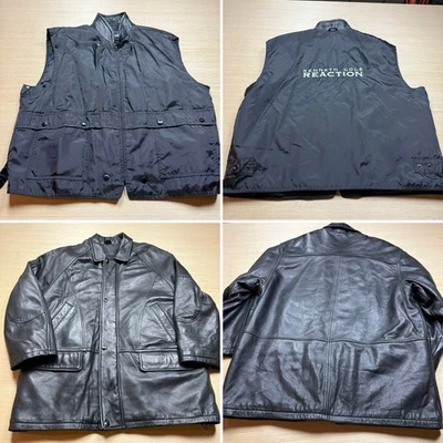 Vintage Kenneth Cole Reaction Leather Jacket Vest 90s Y2K Barn Coat Heavy XL - Image 1 of 4