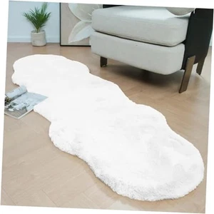 White Runner Rugs for Bedroom Soft Fuzzy Faux Sheepskin Rug 2x6 Fur Rug Non - Picture 1 of 7