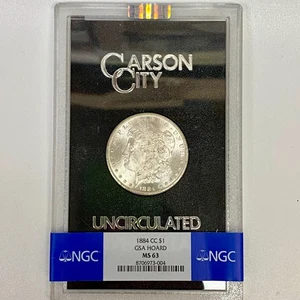 Dólar de plata Morgan 1884-CC $1 Carson City GSA tesoro NGC MS63 - Imagen 1 de 2