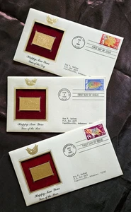 22kt Golden Replica 1st Day Issue U.S. Stamp~Happy New Year 94 & 96 w/Info Card - Picture 1 of 15