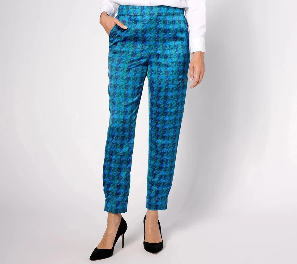 Isaac Mizrahi Live! Размер большой Reg эластичной сатин грузовые брюки синий A624659 - Изображение 1 из 1