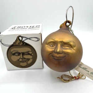 Department 56 Winking Man In The Moon Frosted Golden Mercury Glass Ornament - Picture 1 of 3