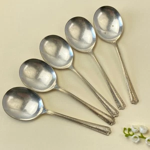 Vintage Gresham EPNS A1 Dessert Spoons Set of 5 Silver Plate 14cm - Bild 1 von 10