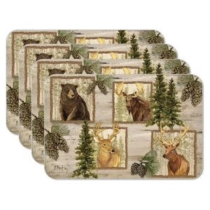 Counter Art Reversible, Wipe Clean Plastic Placemats, Set of 4, Forest Trails - Picture 1 of 9