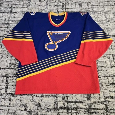 Vtg 90s St Louis Blues CCM NHL Hockey Jersey XL Blue Red Stitched Embroidered - Image 1 of 4