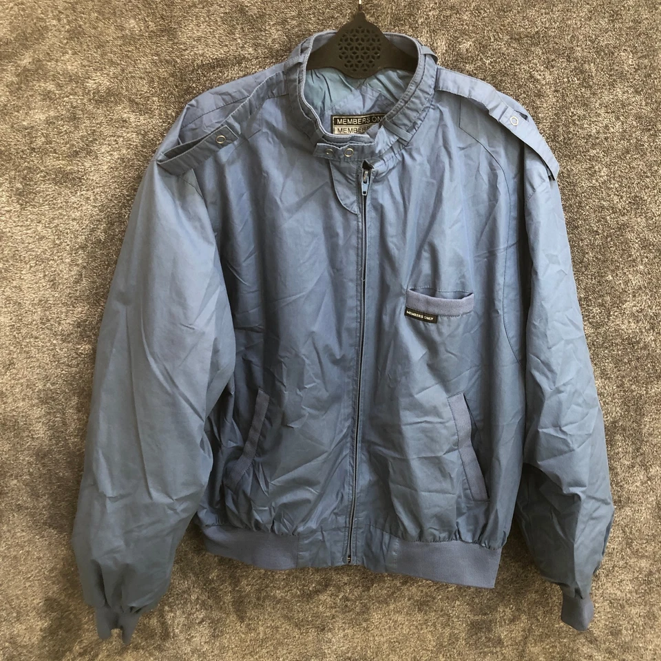 Members Only Iconic Racer Jacket Men’s 44 Blue Nylon Classic Vintage 80s Bomber - Image 1 of 4