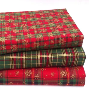 CHRISTMAS TARTAN FABRIC 3 X COTTON FAT QUARTERS sewing crafts MATERIAL BUNDLE - Picture 1 of 2
