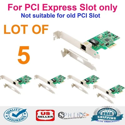 LOT 5 x Gigabit Ethernet Low Profile PCI Express Network LAN Card 10/100/1000 - Image 1 of 3