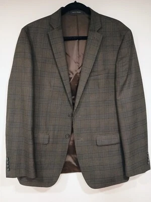 Van Heusen Men's Slim Fit Flex Plaid Blazer Sz L (42R) Brown Gray Classic Jacket - Image 1 of 4