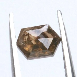1.20Cts 7.53mm Natural Transparente Marrón Forma Hexágono Corte Rosa Diamante... - Imagen 1 de 10