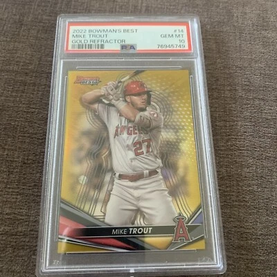 Mike Trout 2022 Bowman’s Best Gold Refractor /50 - Image 1 of 3