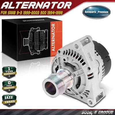 New Alternator for Saab 9-3 1999-2003 900 1994-1998 90A 12V CW 6-Groove Pulley - Image 1 of 4