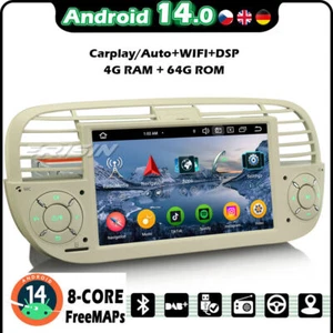 8 Kern Android 14 Autoradio GPS Navi Bluetooth Fiat 500 500C 500S 500E DAB+WiFi - Bild 1 von 19