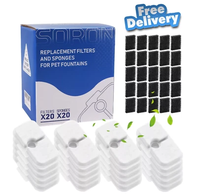 SORON 20pk Cat Water Fountain Filter for PETLIBRO® Dockstream PLWF005/PLWF115/PLWF105