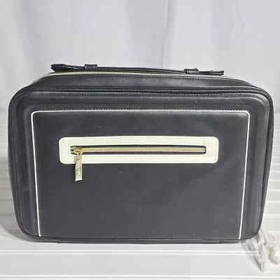 Estee Lauder Faux Cosmetic Makeup Bag Travel Train Case With Handle Black - Image 1 of 4