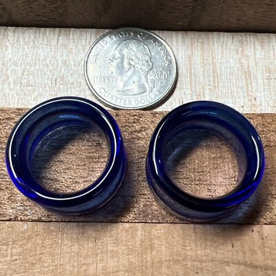 PAR DE TAPONES TÚNELES PYREX VIDRIO AZUL 7/8” PULGADAS CUERPO JOYERÍA TAPÓN MEDIDORES Foto 1 de 3