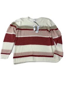 Workshop NWT Color Block Striped Sweater Pink Multi Combo Size L MSrP $68 - Picture 1 of 9